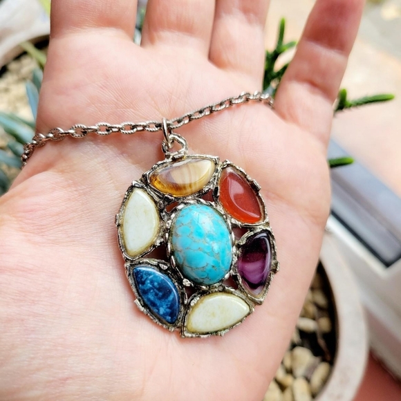 Vintage Silver Genuine Gemstone Necklace - Picture 3 of 8